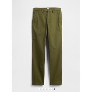 GAP Essential Slim Fit Chinos Army Green Men Size 34x30 Flat Front Khakis